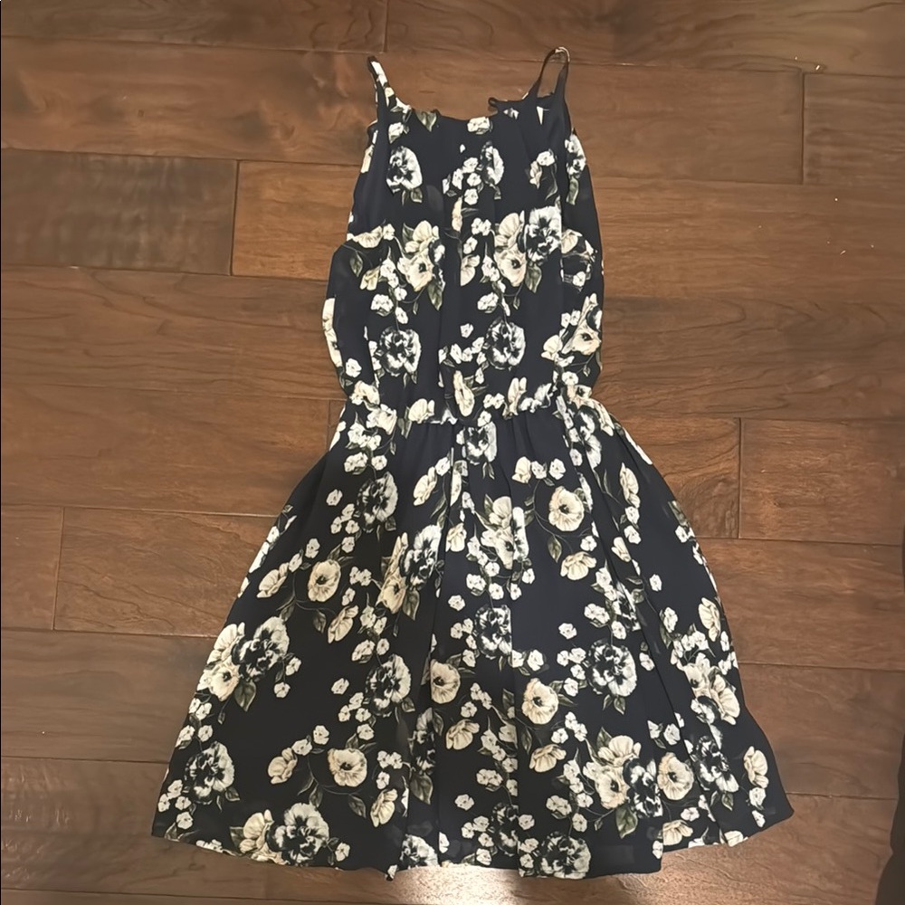 Blue Rain Blue Cream Sundress Sleeveless Halter Casual